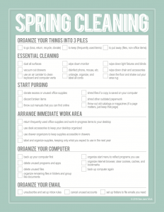 check list of what to clean in an office