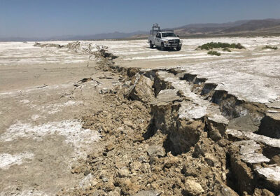 A fault line from an earthquake in Southern California